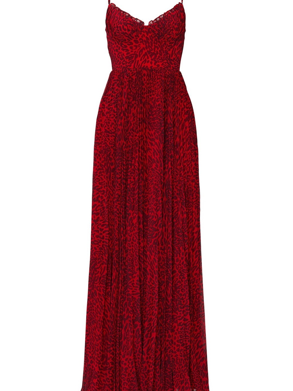Fame & Partners Gathered Cup Leopard Maxi Gown Size 16 | Red | VGUC